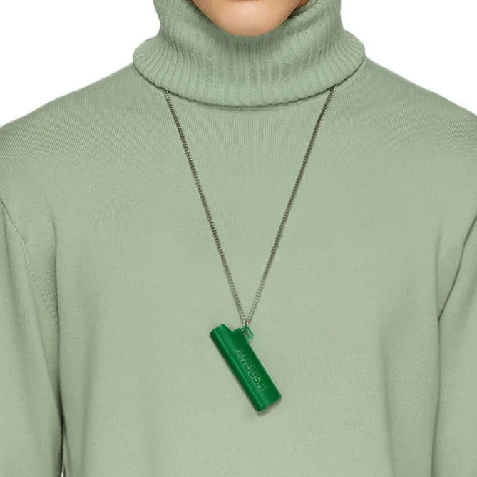 
Popular factory direct sell new gold necklace necklace hip hop lighter case cover holder men necklace with Brand Logo 