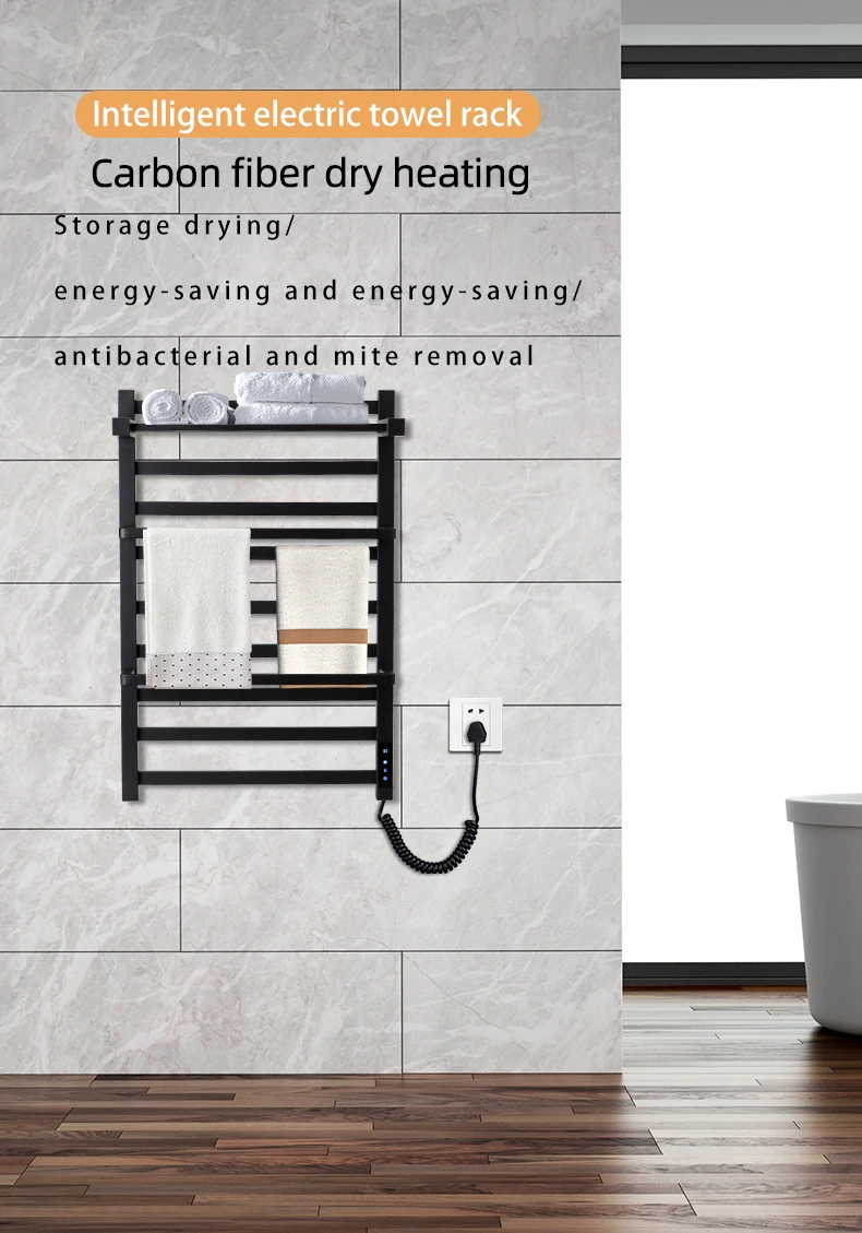 High Quality Simple Style Stainless Steel Wall Mounted Rotate Heated Electric Towel Rack For Bathroom