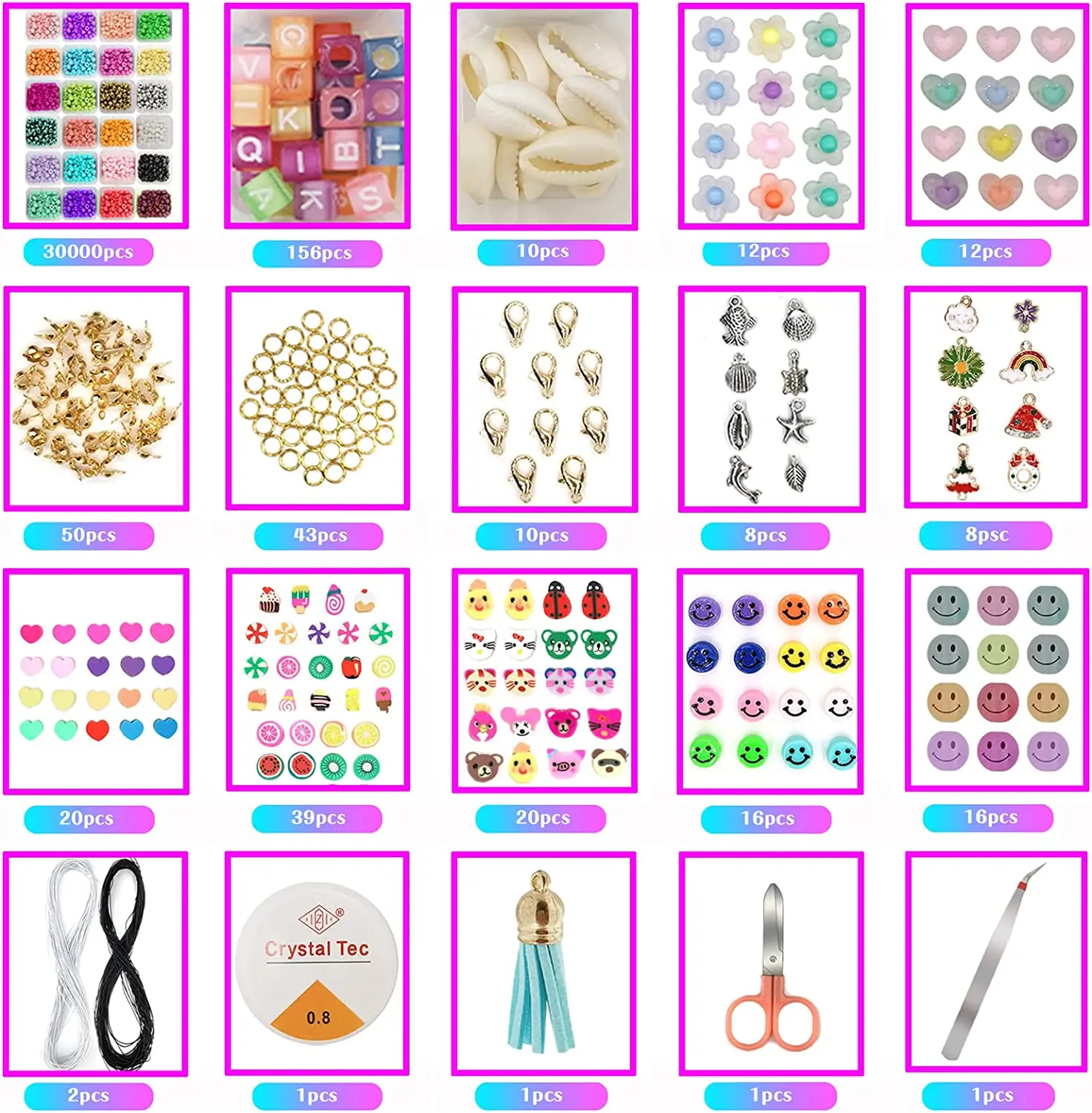 28 colors glass seed beads rice beads set for jewelry making charm bracelet making  with letter beads for name bracelet kids