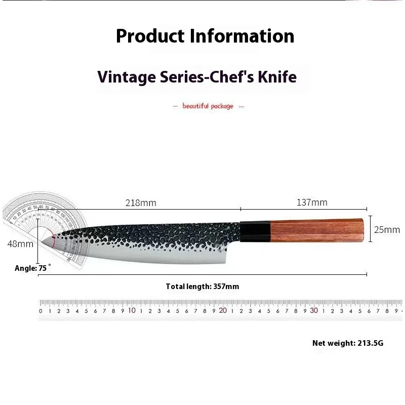 FINDKING 8-Inch Professional Chef Knife 9CR18MOV 3-Layer Clad Steel with Octagon Handle High Quality Kitchen Kuchenmesser Metal