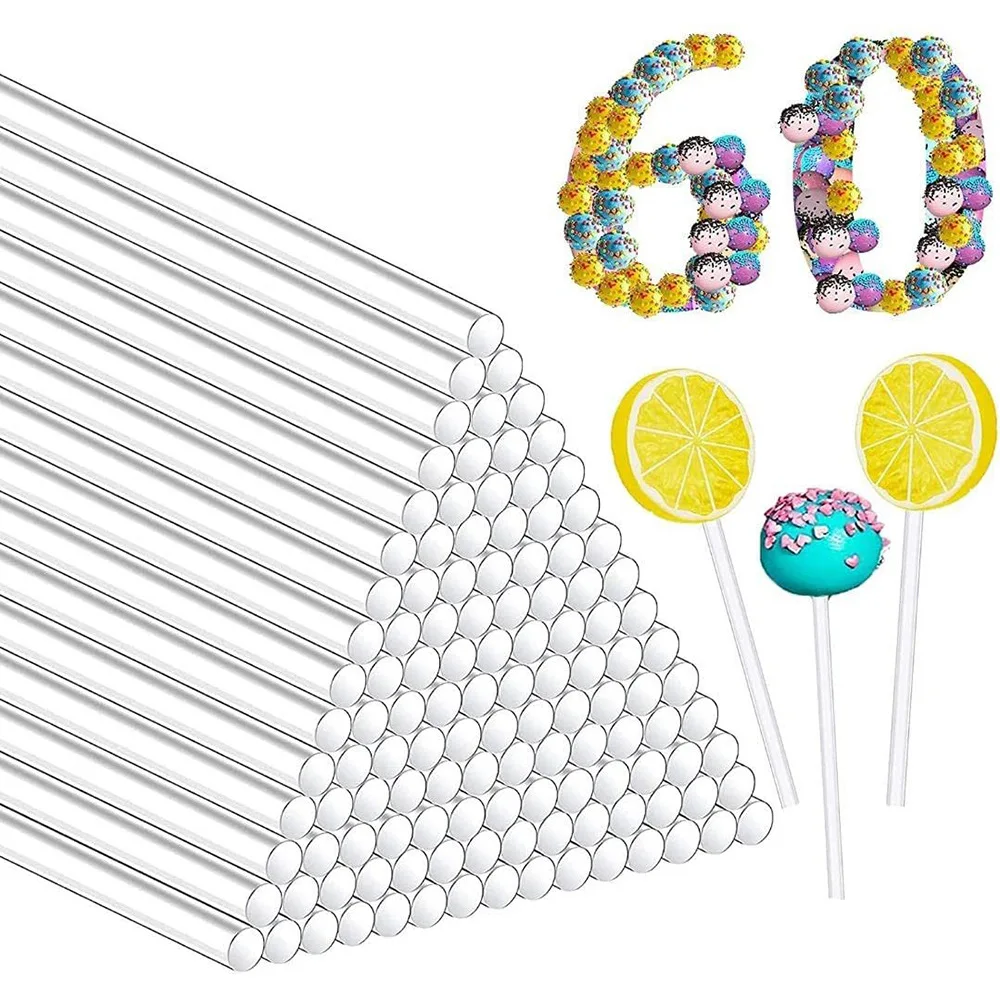 50pcs Clear Reusable Acrylic Lollipop Sticks Acrylic Rods for Making Lollipops Cake Pops Candies Chocolates and Cookies