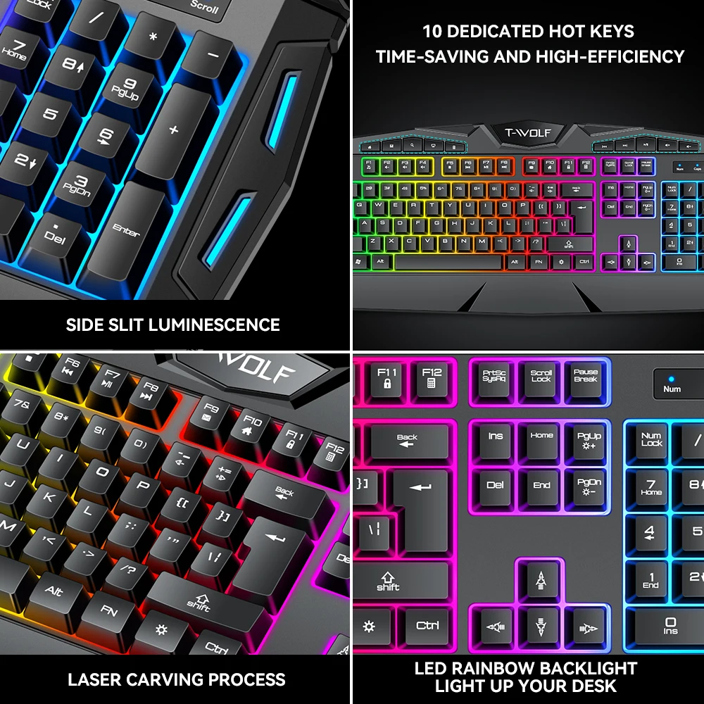 2022 hot sale keyboard mouse combo 104 Keys RGB Backlit Gaming Keyboard , 3600 DPI Mouse for PC Gamer