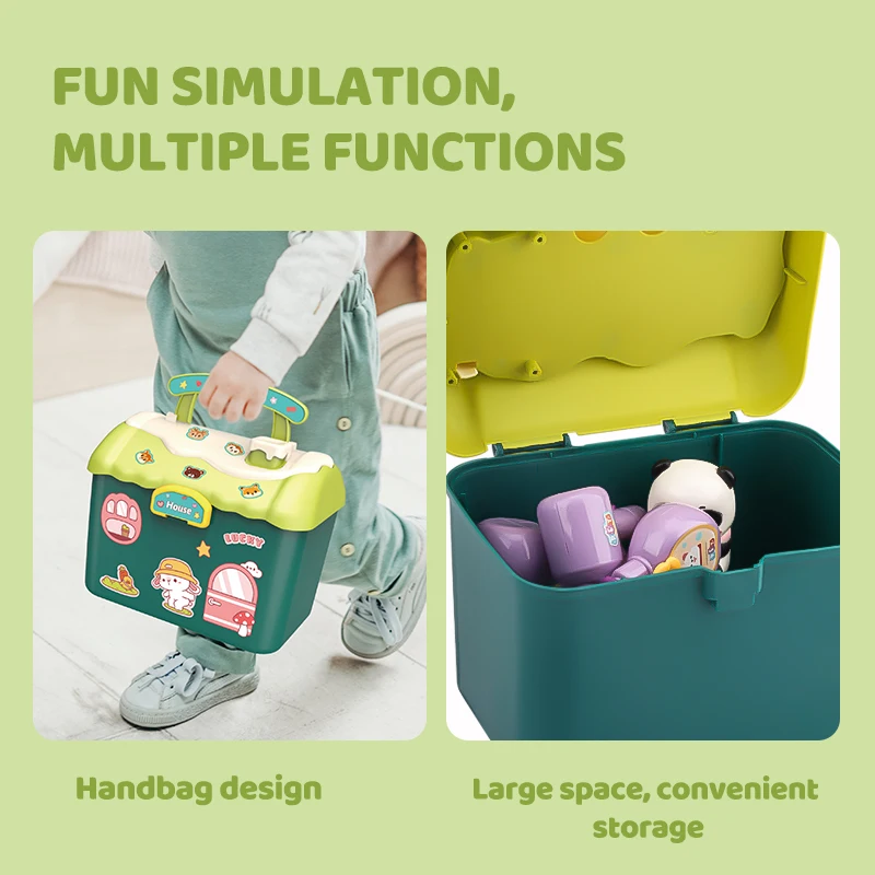 Leemook New Simulation Portable Storage House Box Pretend Play pet panda doll playhouse Kids care toy