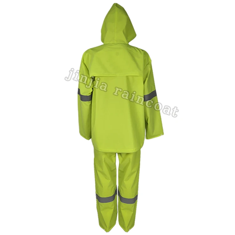 hi vis work wear Safety jackets reflective work waterproof raincoat heavy duty pvc polyester pvc rainsuit outdoor