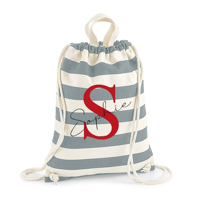 Custom Logo Drawstring Christmas Backpack Canvas Cotton Gift Bag