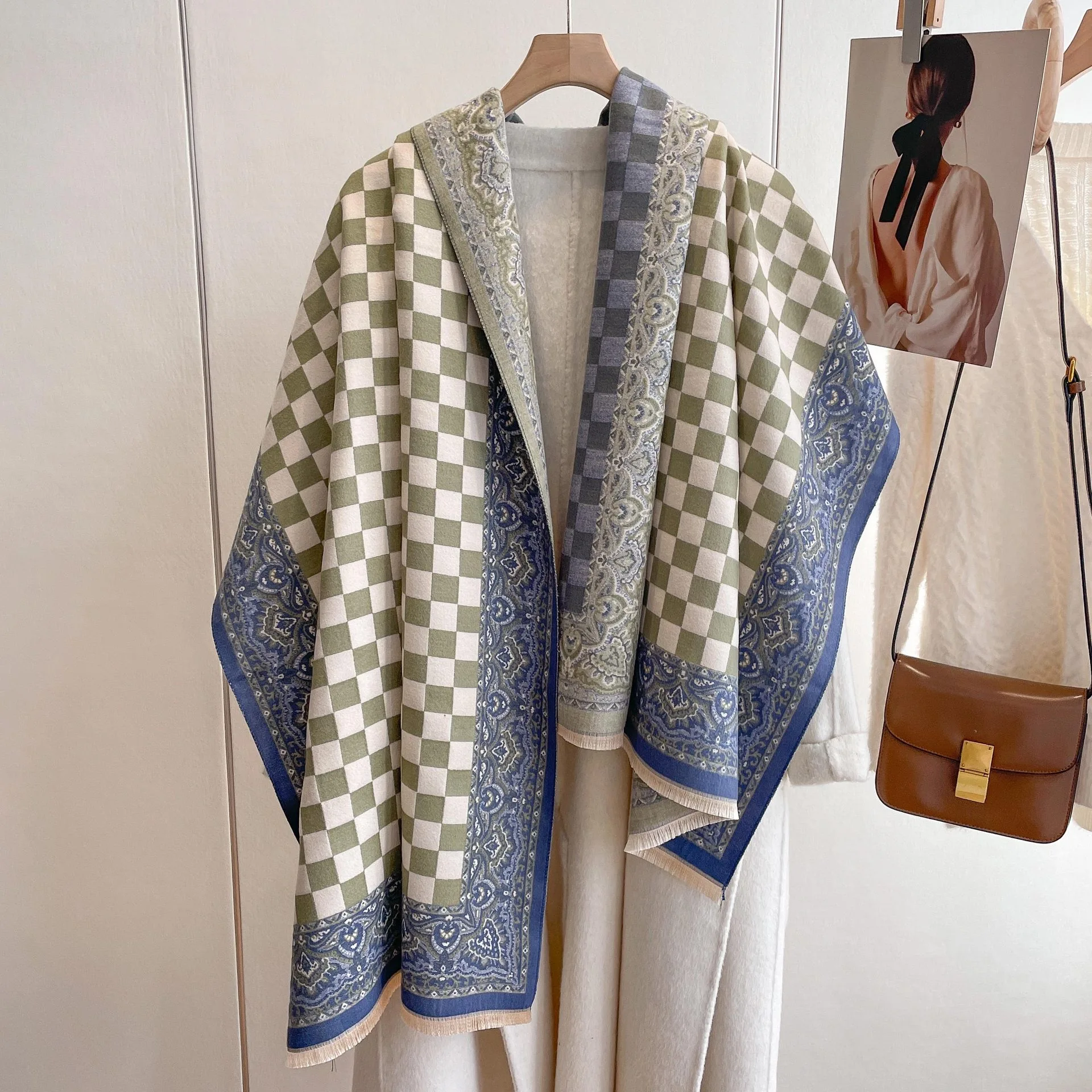 2024 Thick Neckerchief Winter Blanket Warm Scarves  Bandana Female Pashmina Shawl Wrap Bufanda Poncho Plaid Cashmere Scarf Women