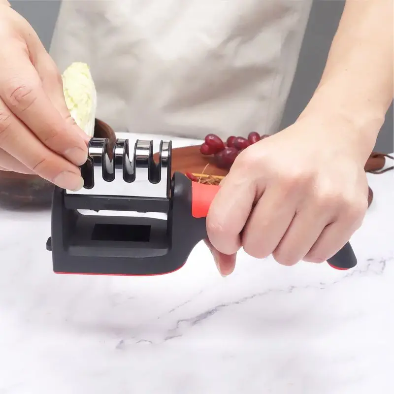 Kitchen Accessories Manual PP Nonslip Handle 4 Stage Rolling Tungsten Scissor And Knife Sharpener Kitchen Knives Sharpening