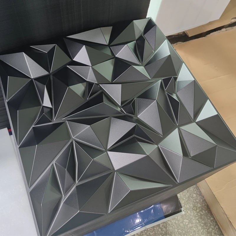 Hotel interior decoration pvc waterproof wall panel diamond textural 3d wall panels black