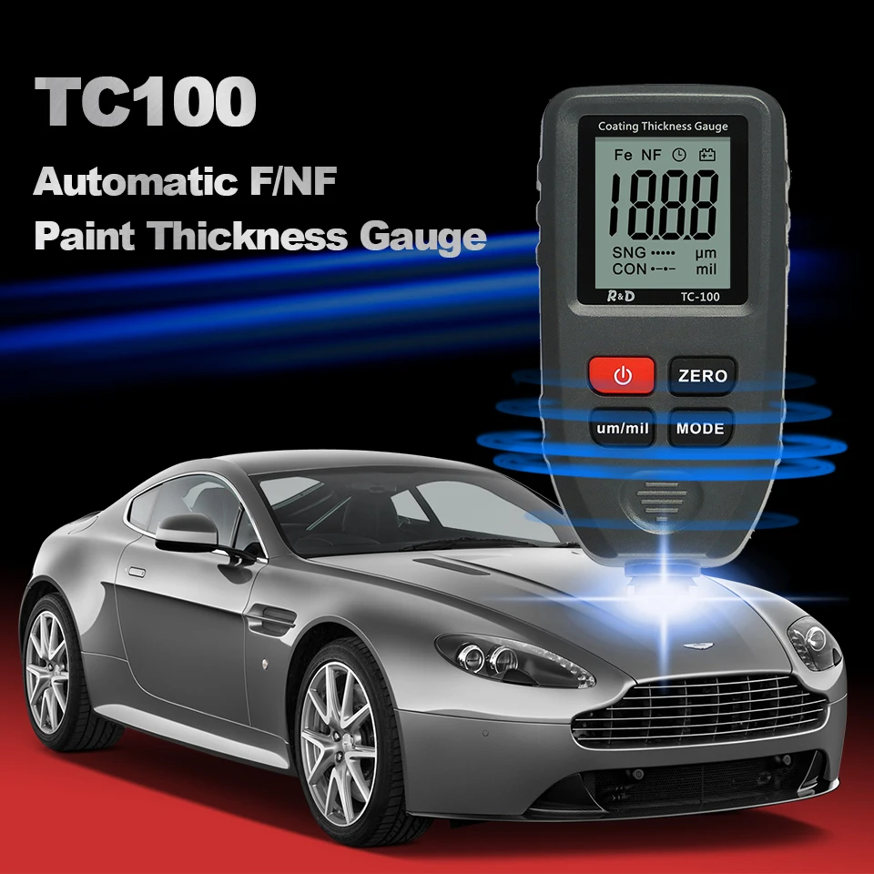 Толщиномер R & D TC100 для лакокрасочного покрытия автомобиля 0 1