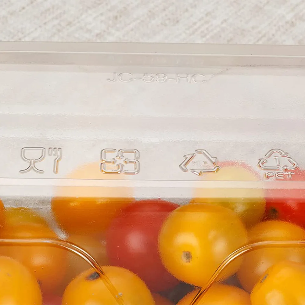 factory price container eco clamshell for fruit wholesale Environmentally friendly plastic tray PET Plate hinged food shop