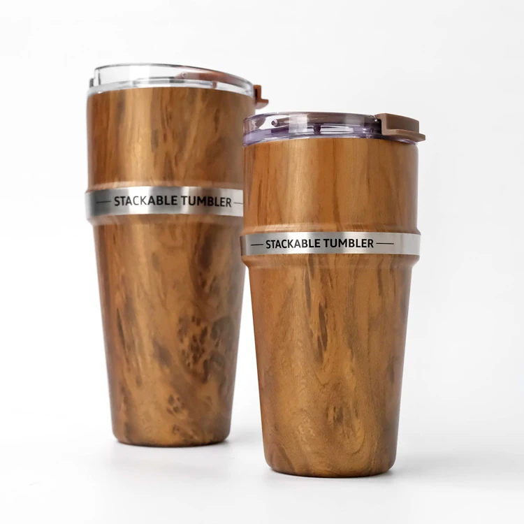 Customized Double Walled Vacuum Insulated Travel Coffee Mug 16oz 26oz Stainless Steel Stackable Tumbler Cup