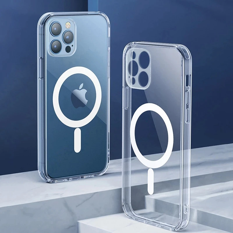 Shockproof Clear Magsafing Case For Iphone 14 13 11 12 Pro Max Wireless Charge Magnetic Back Coque Cover Shell