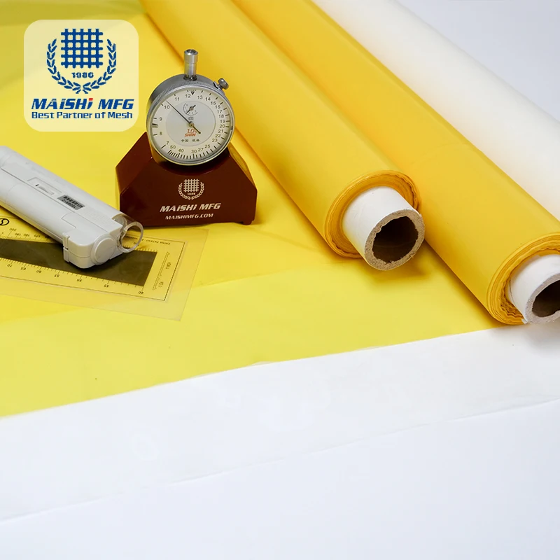 10-420 mesh yellow white polyester silk screen printing mesh for textile screen printing