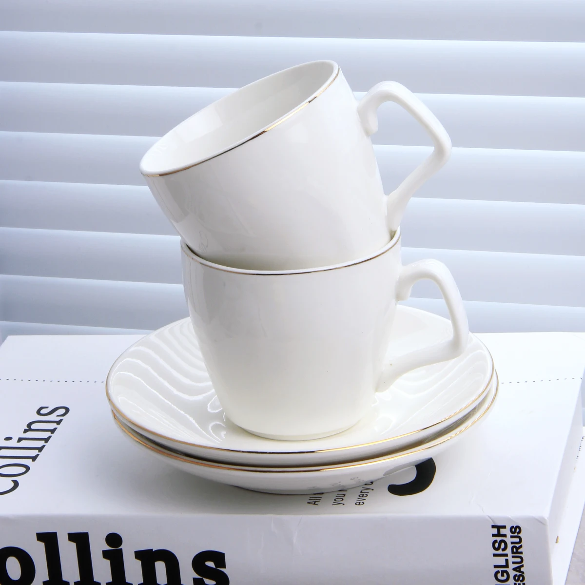 Modern White Hotel Ceramic Teacups Eco Friendly Hotel Espresso Simple Afternoon Tea Coffee Cup Set with Tea Tray