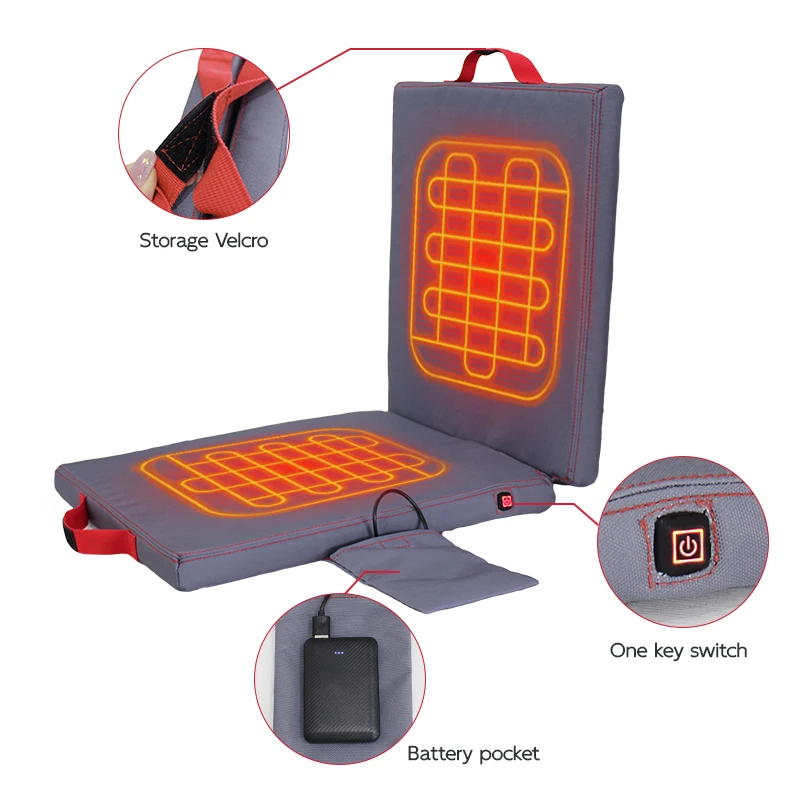 USB Electric Portable Heated Seat Cushion Pad Waterproof Heating Cover with 3 Temperature Foam Filled for Home or Office Chair