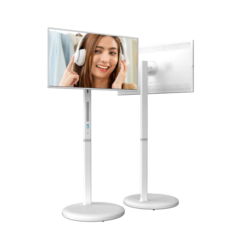 32 Inch Mobile Tv Android 11 White Smart Movable Tv Screens 27 32 Inch Stand Follow By Me Portable Touch Screen Tv