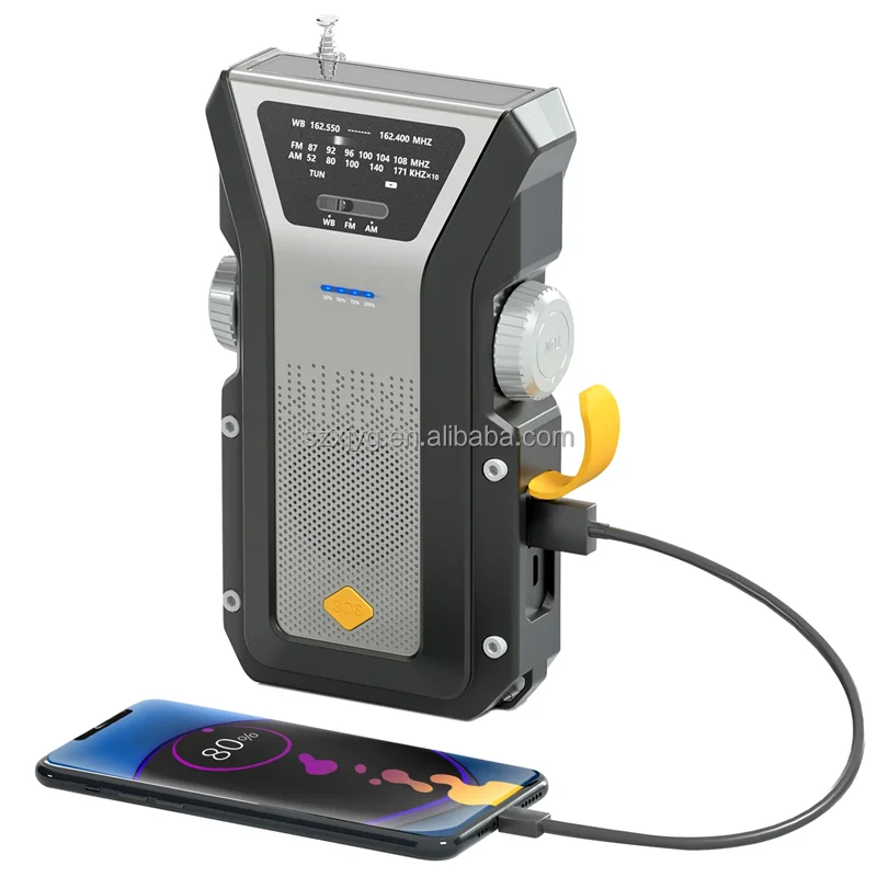 OEM factory price 4000mAh Emergency Radio solar Hand Crank Disaster Multi am fm VHF radio