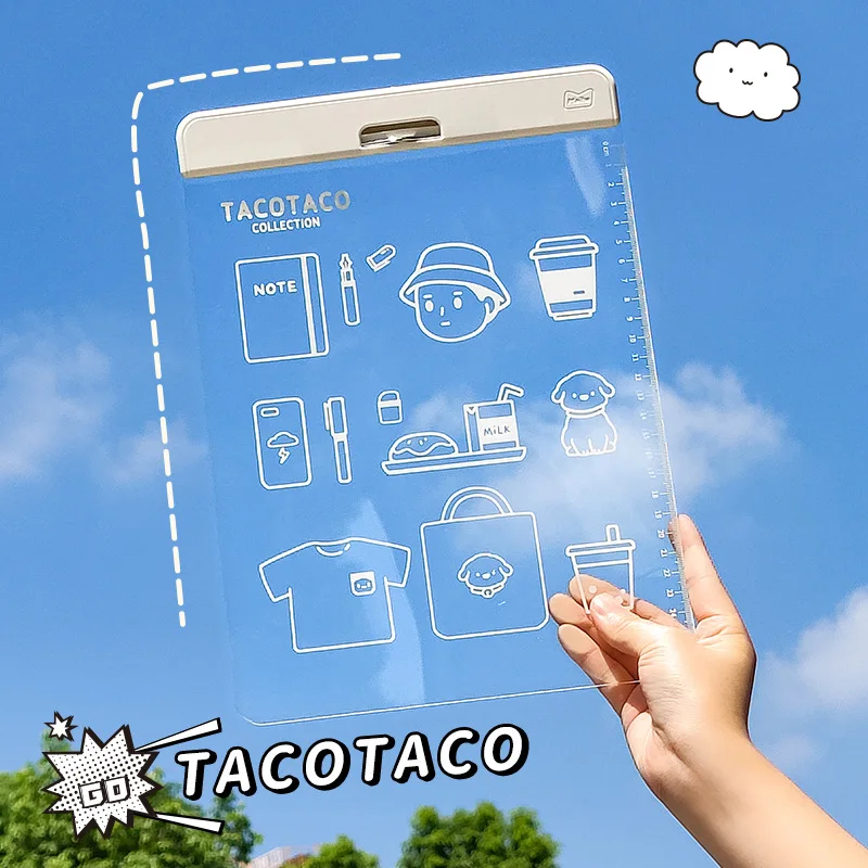 Practical Hot Sale A4 Acrylic Board Clip Transparent Student Cartoon Clipboard Hard Pad Stationery Creative Student Clipboard