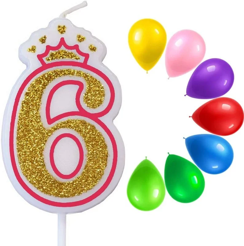 Happy Birthday Candles Cake Candles, Glitter 3 Birthday Candle, Number 3 Candle for Birthday Cake