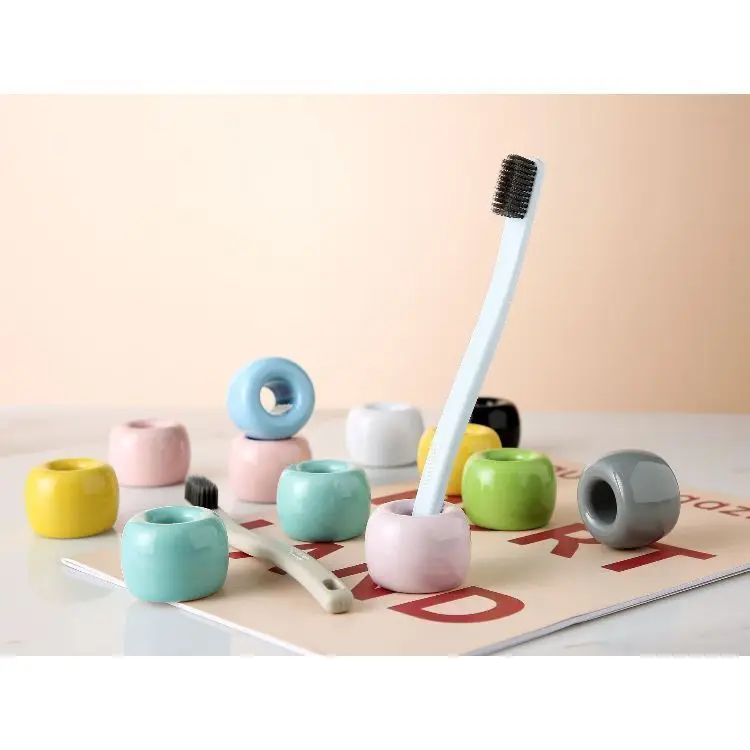 Cartoon Hot Cute Kids Single Wholesale New Fashion Creative Ceramic Bathroom Toothbrush Display Stand Insert Holder