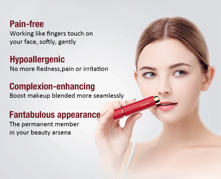 Portable Facial Hair Epilator Electric Lip Mustache Led Hair Remover Painless Blades Lipstick Rotary Men And Women