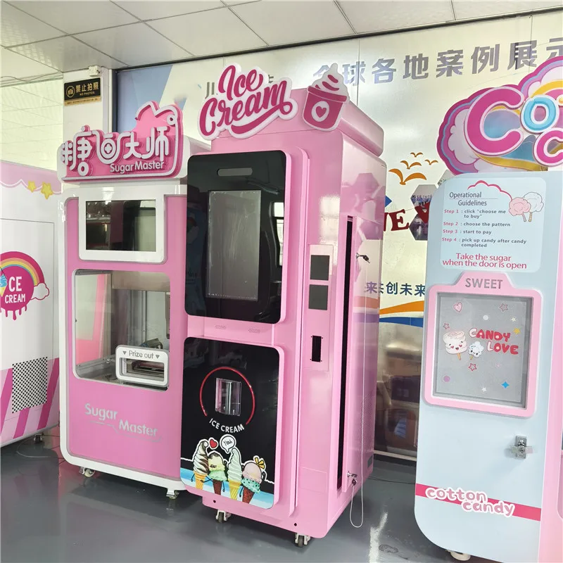 Coin operated set up automatic self service milkshake 3 flavors diy ice cream vending machine with custom design
