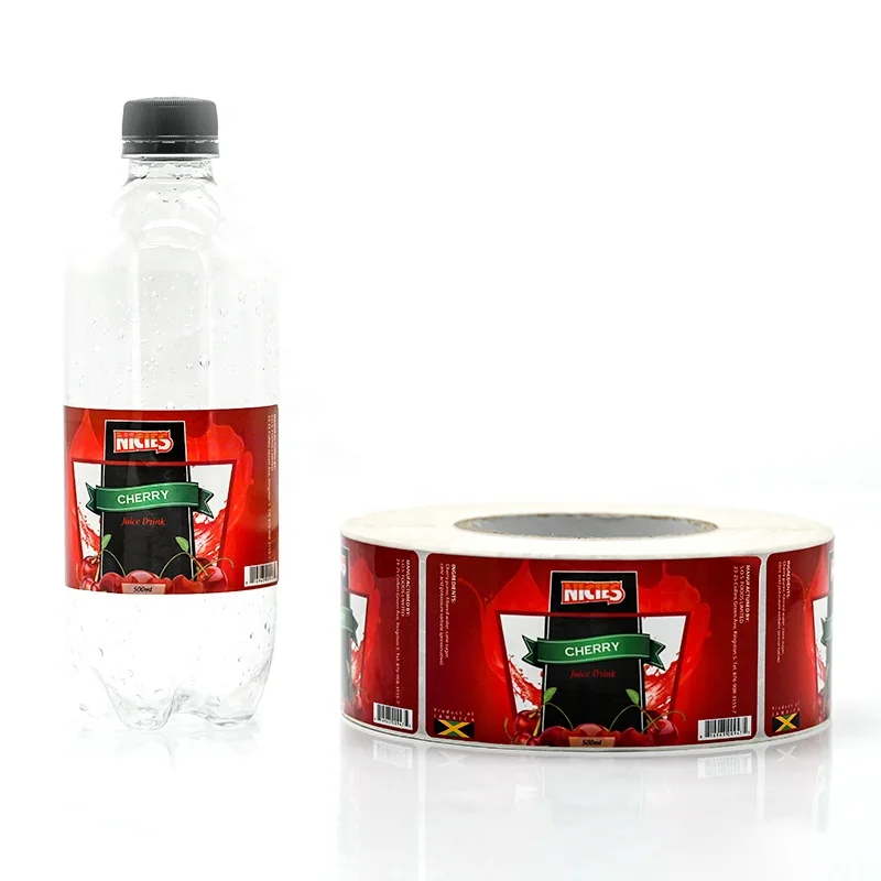 Private Label Drink Printing Waterproof Adhesive Cherry Juice Bottle Packaging Sticker Labels Drink Beverage Bottle Label