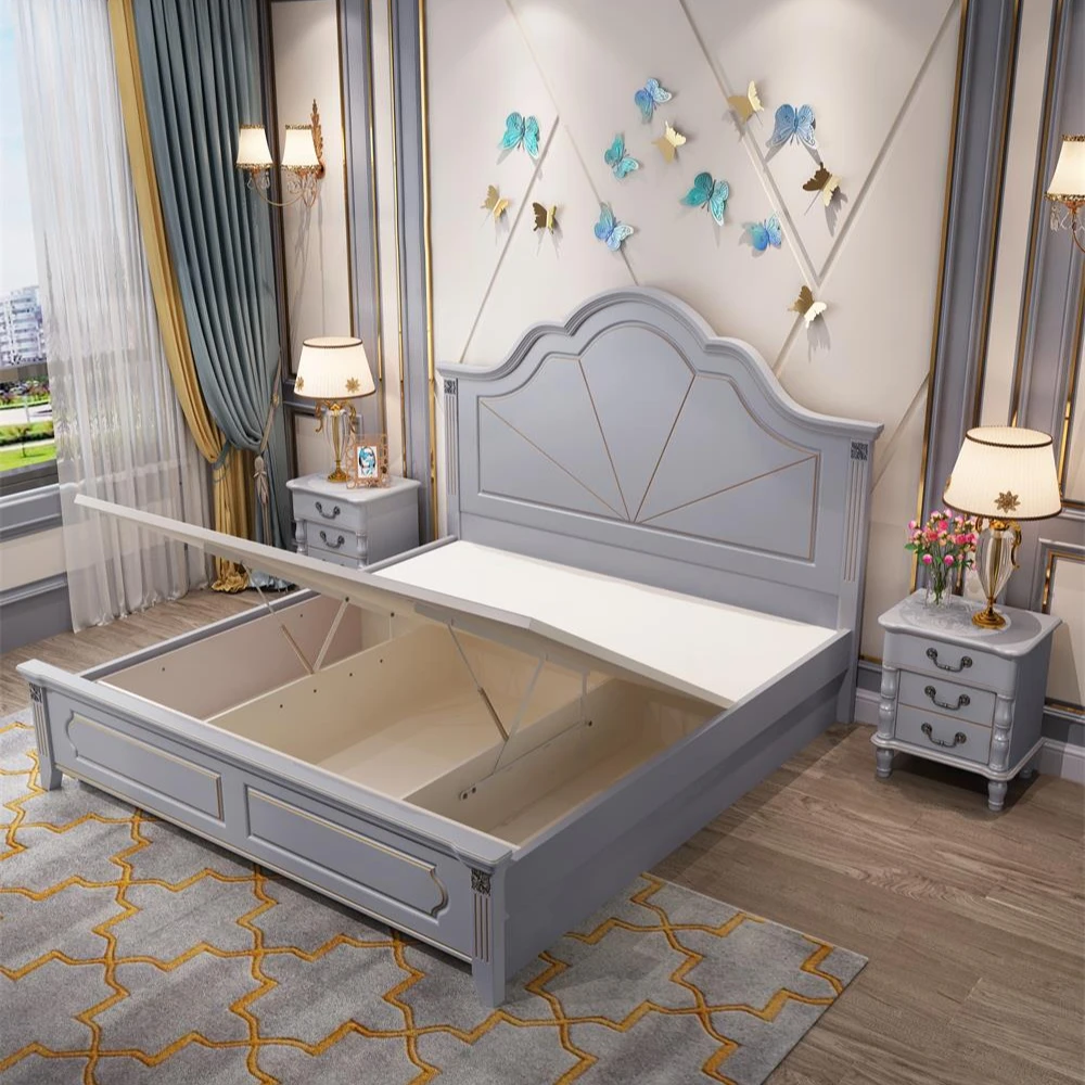 Simple Design King Size Wooden Bed Set Specific Use For Bedroom Direct Sale Modern Wood  Storage Bed Customizable adult bed