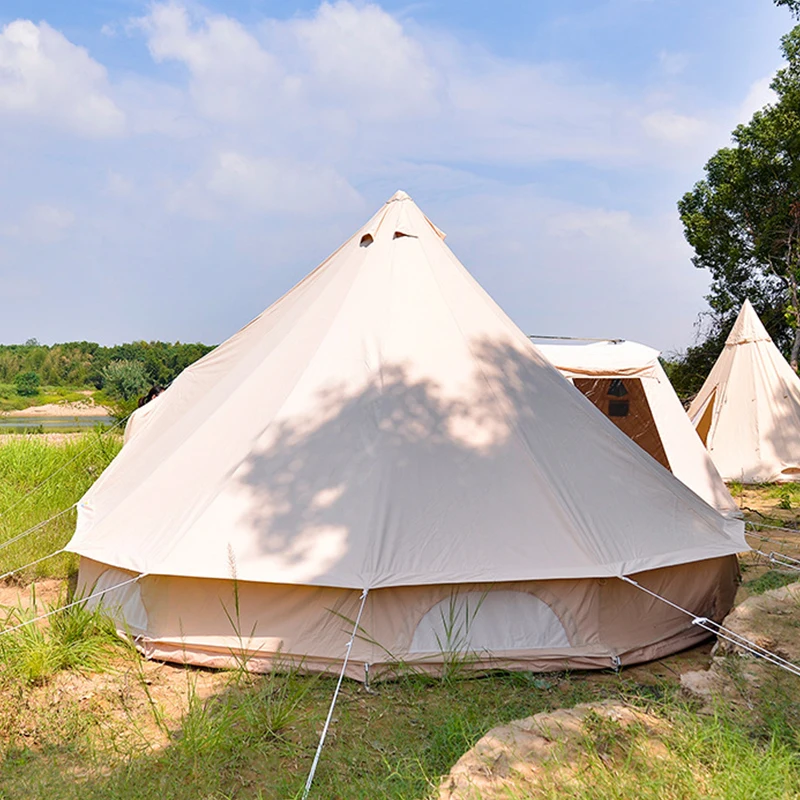 Hot Selling 5m Glamping Luxury Bell Teepee Yurt Glamping Glamping Canvas Camping Tents