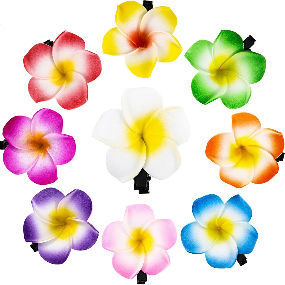 Artificial Foam Plumeria Flower Hair Clip  for Hawaii luau Party  Decoration Supplies