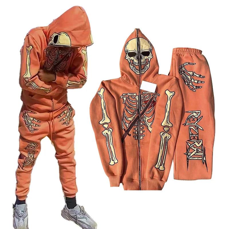 wholesale tech fleece embroidery sweatsuit men joggers set custom oversized tracksuit 12