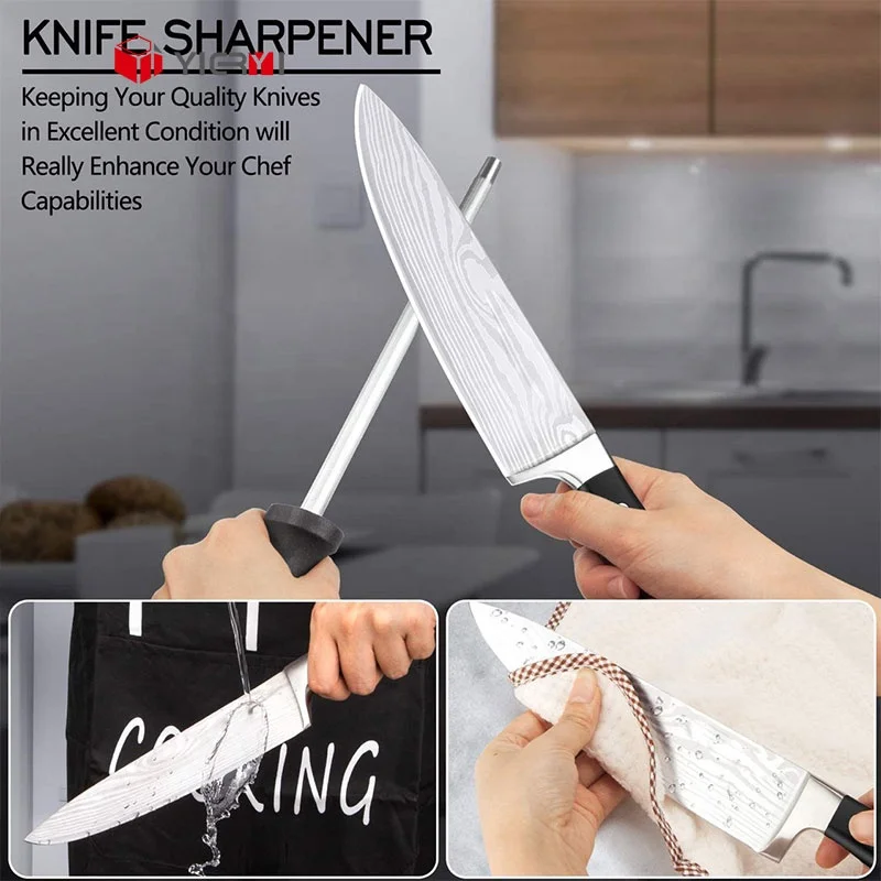 Professional 14-Piece German Stainless Steel Chef Cooking Knife Set Hardwood Storage Block Block Sharp Blade Knife Block Set