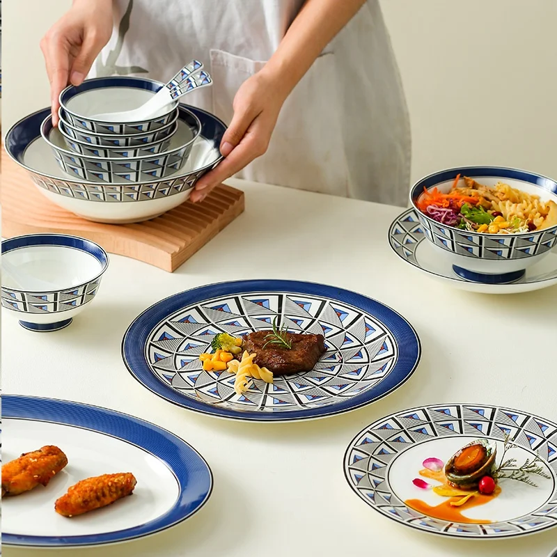 Creative European-style bone china Charles-Kinori 28-head cutlery set western plate rice bowl soup spoon soup plate household