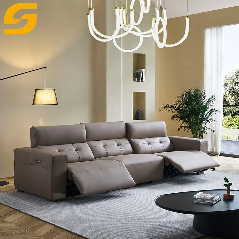 Multifunction Electric Recliner Sofa Set Furniture Living Room Corner Sofa Modern Leather Sofa With Excellent Lumbar Support