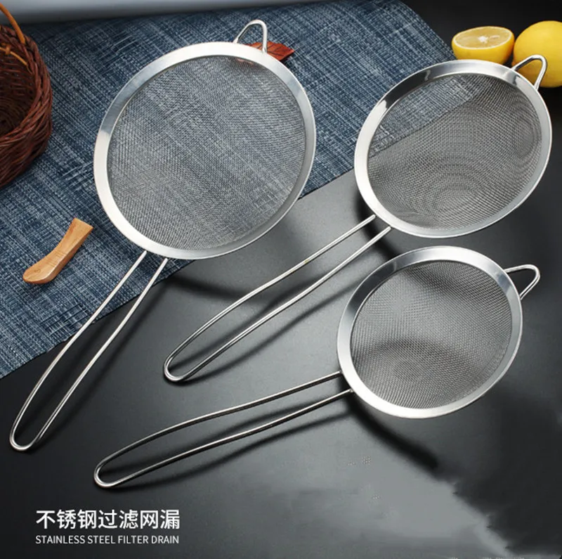 
3pcs Premium Quality Kitchen Fine Mesh Stainless Steel Fine Mesh Strainers Colander Sieve Set With Long Handle 