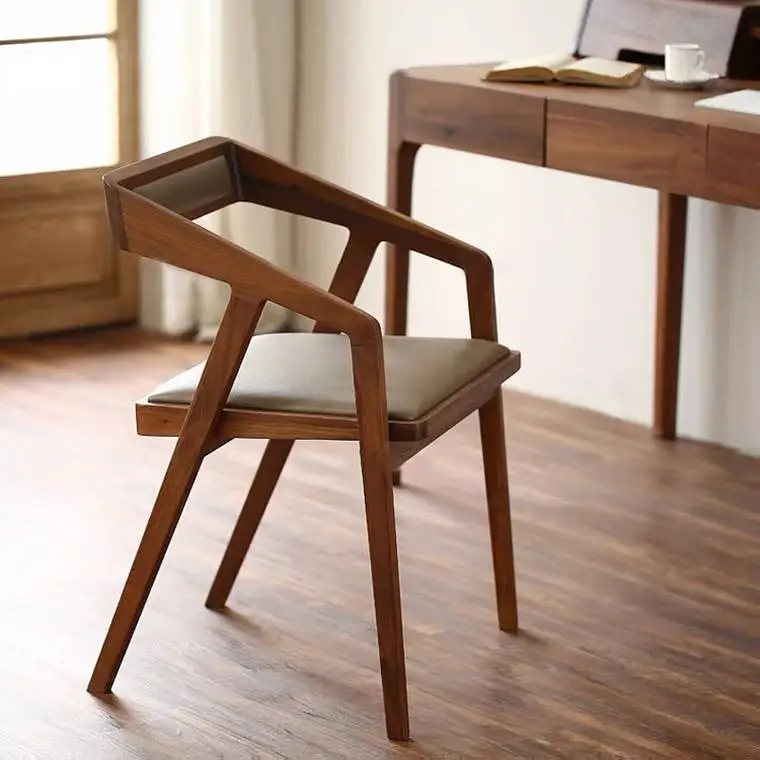 Nordic Wooden Dining Chair Armless Upholstered Dining Room Chairs With Pu Leather Cushion for Hotel restaurant wooden chair