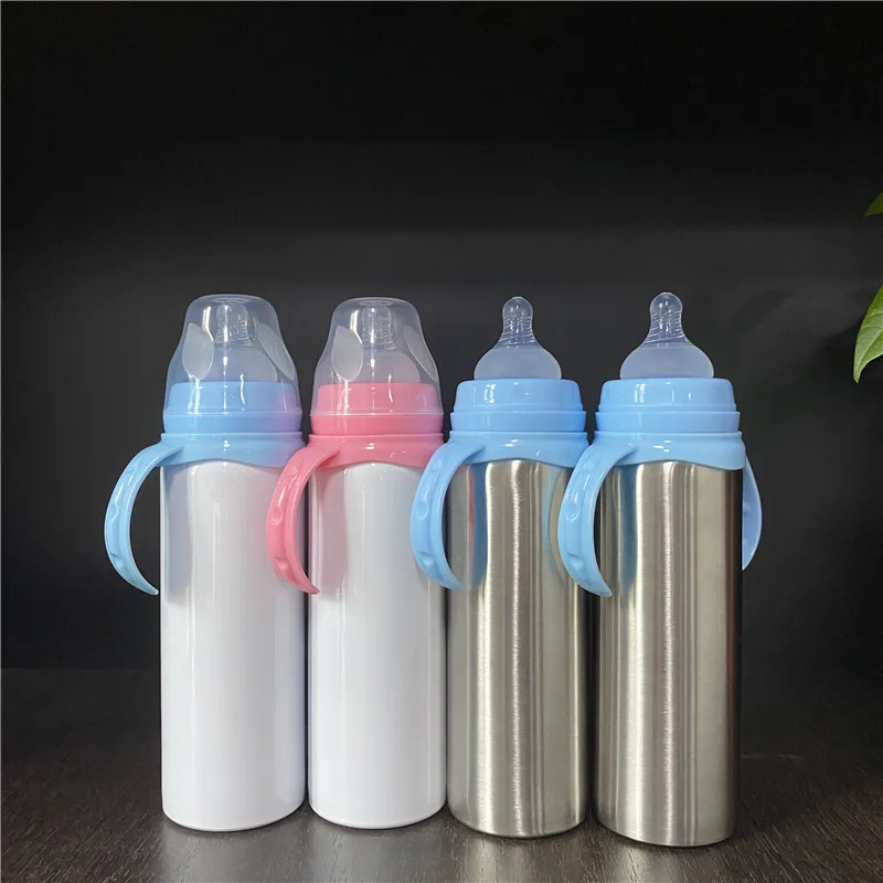 RTS США посуда дом 8 унций DIY белые заготовки sippy детские бутылочки для кормления с силиконовыми выемками сублимационной