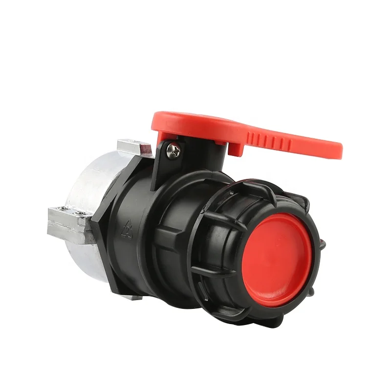 Plastic Ball Valve DN50 PTFE Gasket And S60X6 THREAD Handle IBC Quick Connect Water Fittings