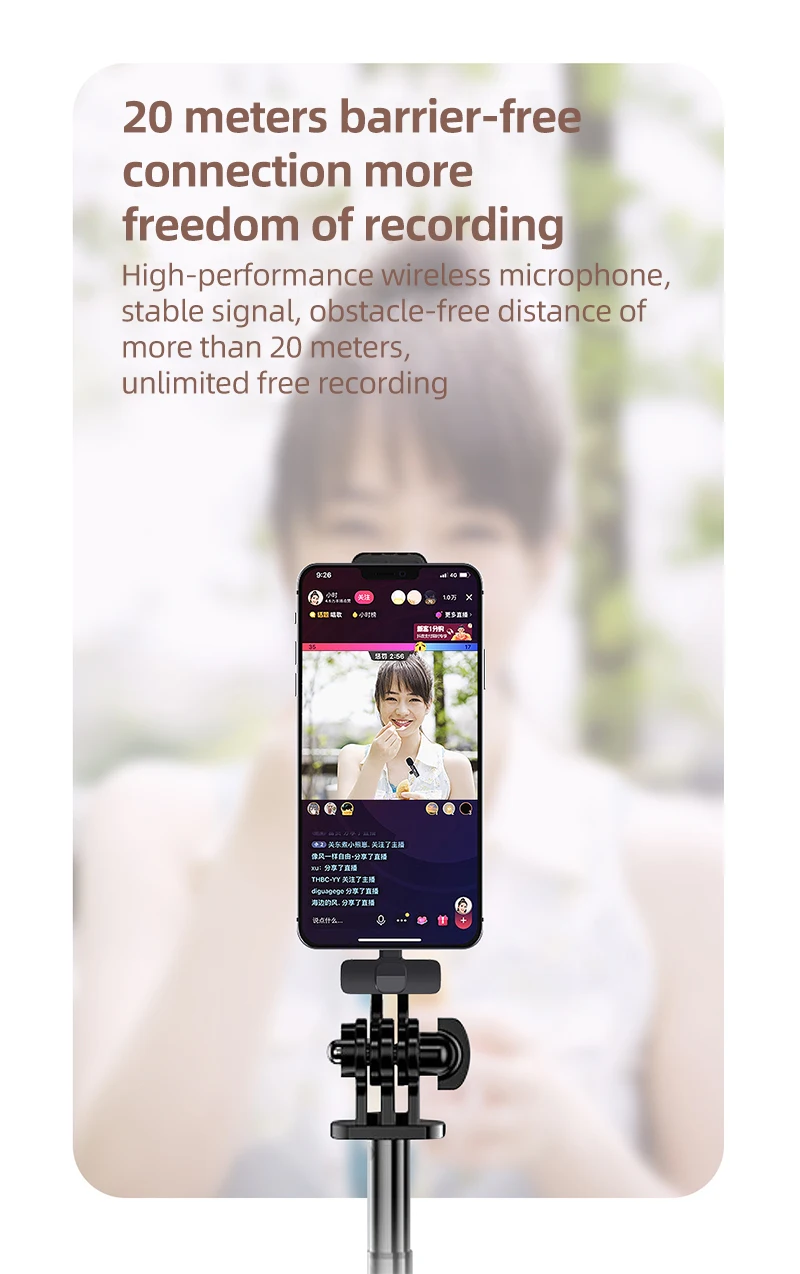 Портативный беспроводной микрофон петличный с поддержкой Bluetooth для записи видео и IOS iphone