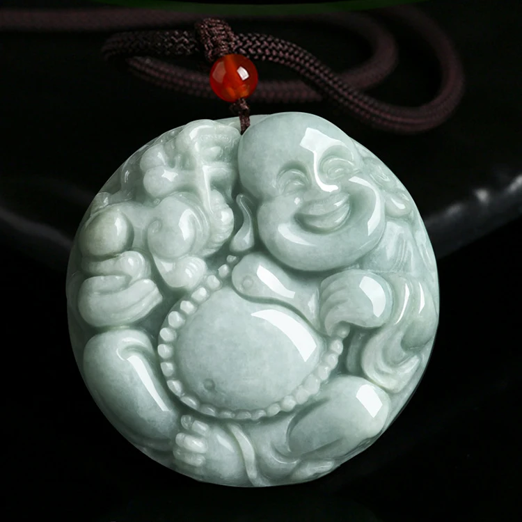 Certified Grade A Natural Burmese Jade Jade With Brave Buddha Maitreya Ice Jade Pendant Pendant Myanmar  Wholesale
