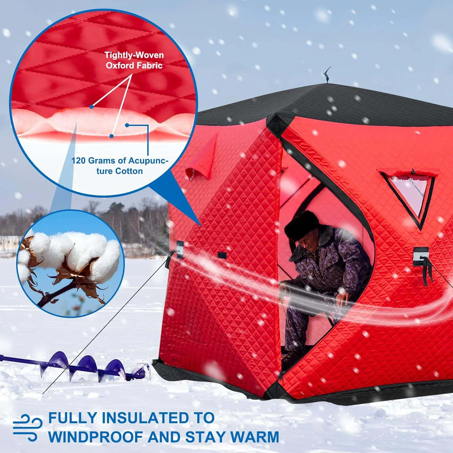 ice shelter 2 person pop up portable ice fishing shelter top insulated ice fishing tent