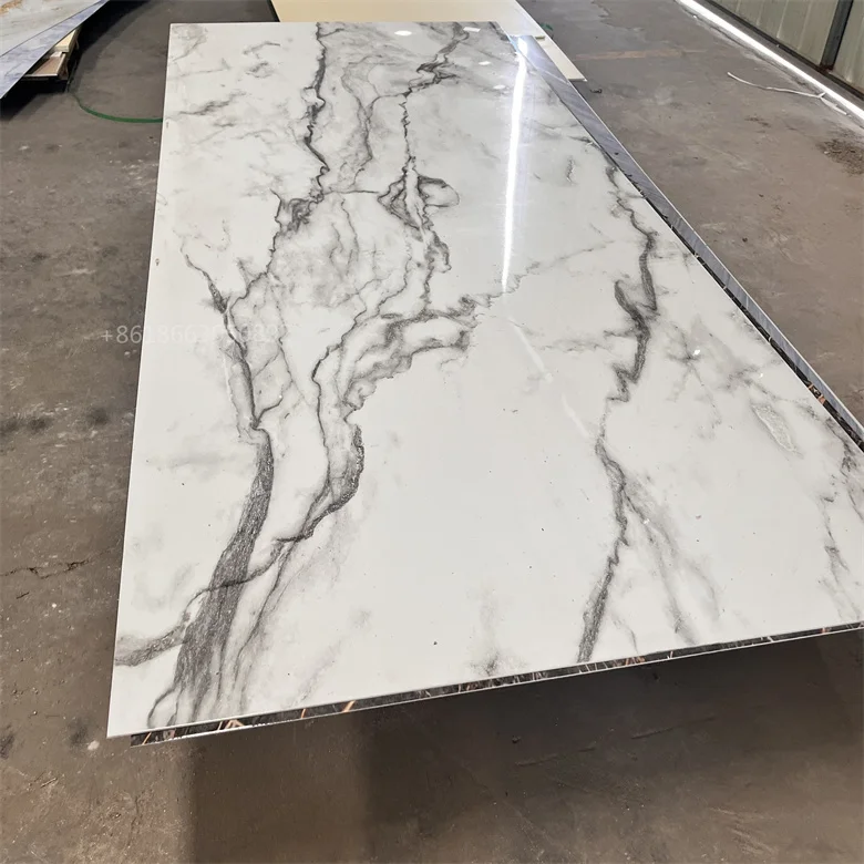 Interior Decoration PVC Wall Panel Board 3D Printing Marble Texture UV Coating Marble Sheet
