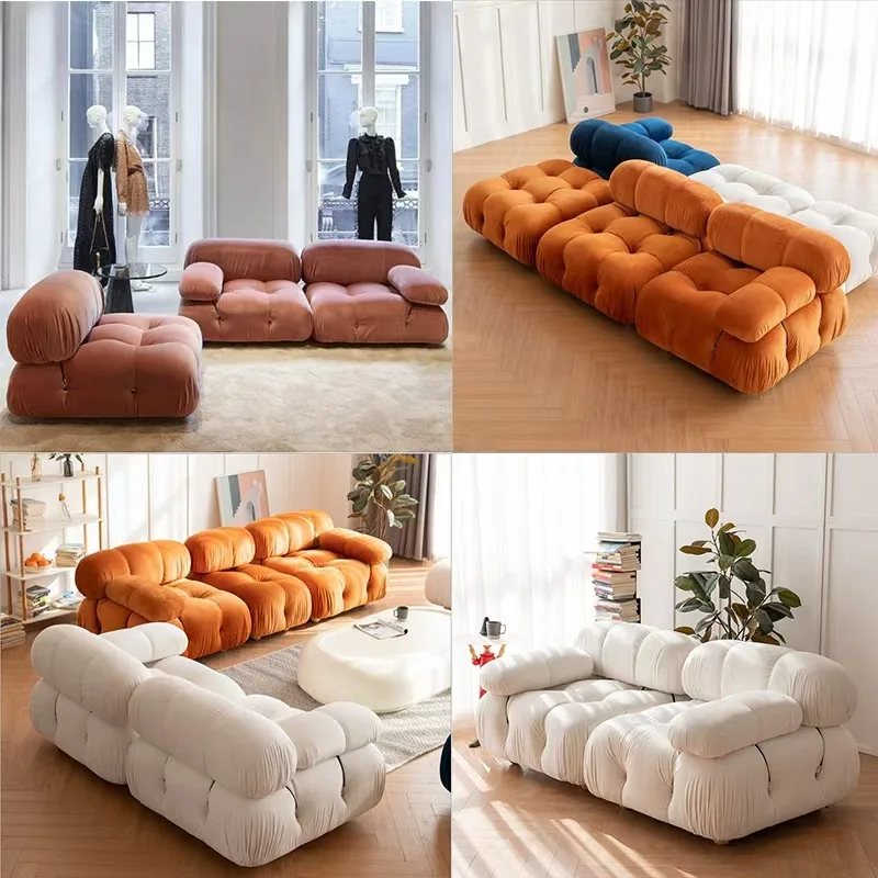 Minimalist Modular Black Boucle Sofa for Living Room - Space-Saving Design with Multiple Orientation Options, Factory Made