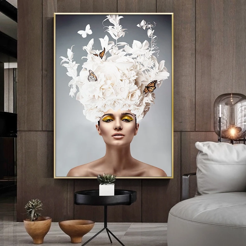 Modern minimalist art abstract woman decorative painting beauty salon spa shop hanging painting crystal porcelain painting (1600072892405)