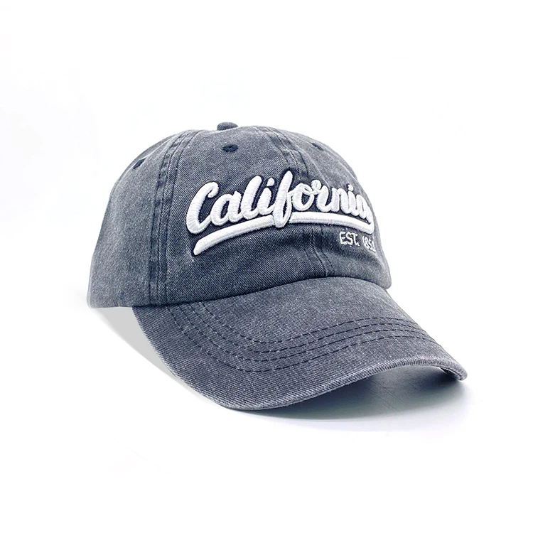 Fashion Design 3D Embroidery Pigment Dyed Washed California Cap Baseball Cap