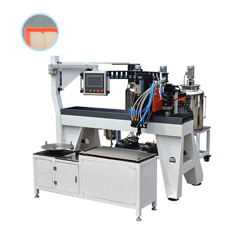 High quality hot sale single station automatic polyurethane gluing machine for heavy duty air filter factory production