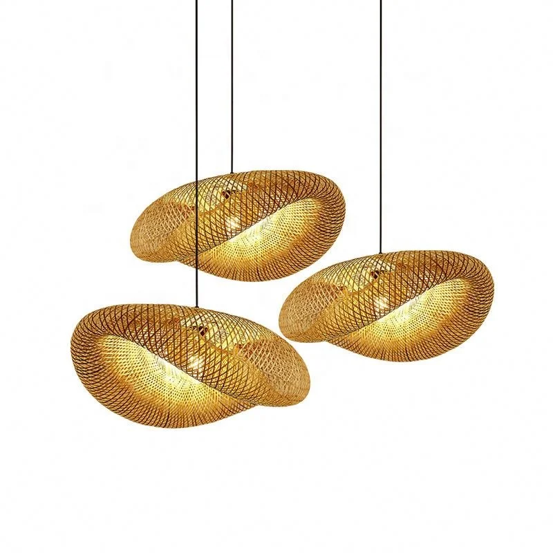 Handwoven Natural Biodegradable Bamboo Chandelier Pendant Light For Hotel