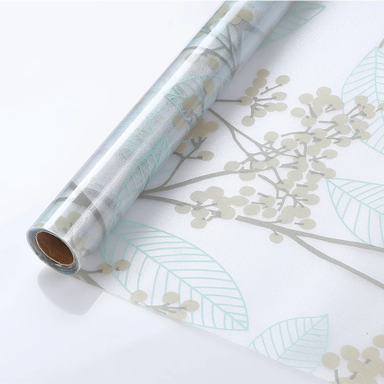 15.75'X78.7' Pvc Electrostatic Frosted Flower Pattern Decorative Glass Window Film