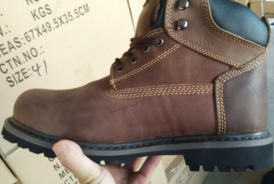Customizable S3 grade goodyear process outdoor leather safety shoes for special forces