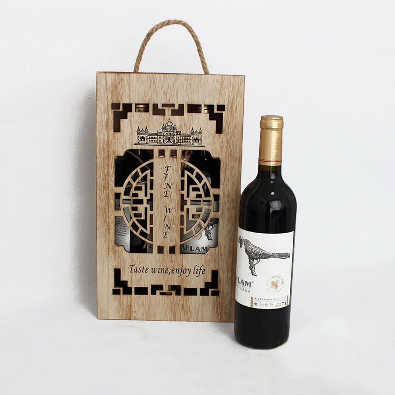  Pan Custom Logo 2 bottle personalized laser engrave wooden box for wine